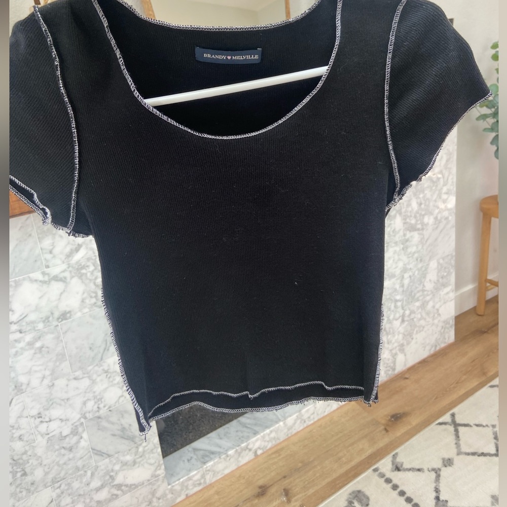 Brandy Melville Black with White Seams T-Shirt
